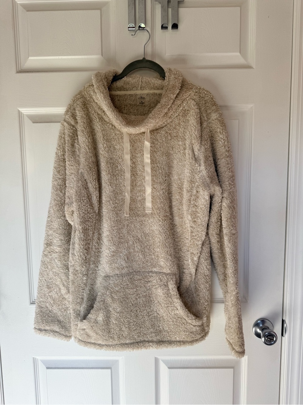 St. John's Bay Plush Cowl Neck Pullover - Beige/Cream
